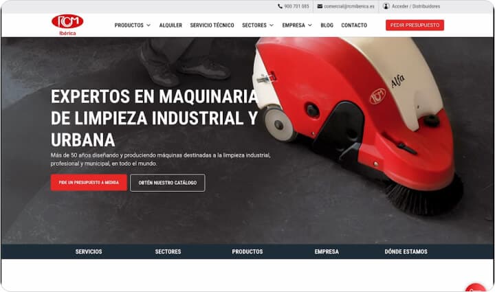 Captura de la web de RCM Ibérica